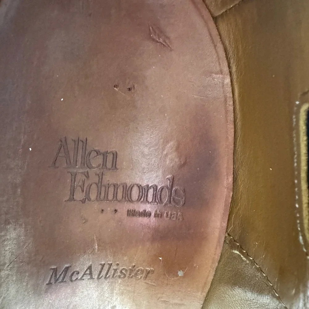 Allen Edmonds McAllister Wingtip Oxford‎ Mens 10.5 C Black Brogue Leather